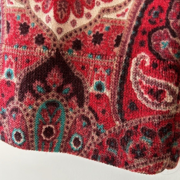 Talbot's Petites Paisley Print Merino Wool Pullover Lightweight Sweater w Cuffs - Picture 7 of 10